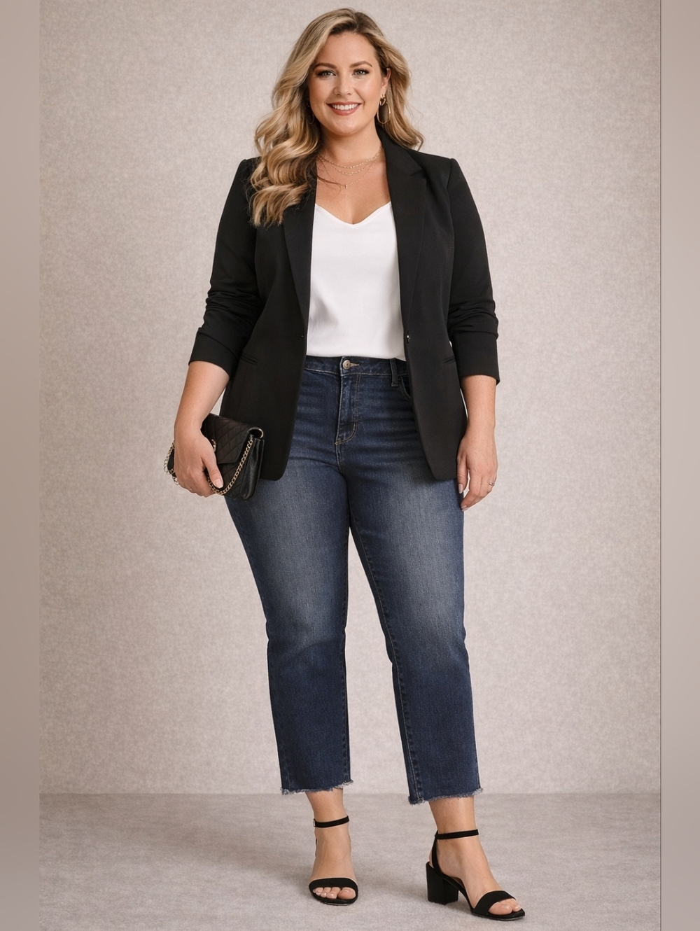 Curvy High Rise Crop Jeans 16W | Waist Gap Fix Denim Chic Night Out Style - Picture 8 of 12